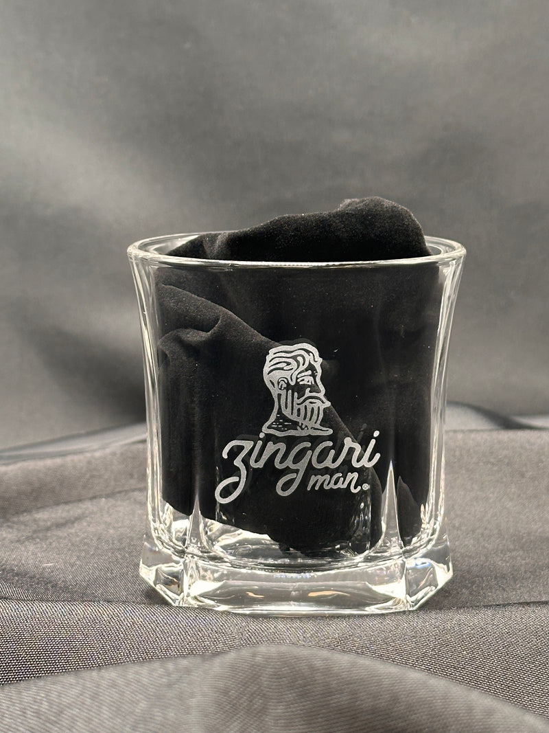 Zingari Man etched bourbon rocks glass